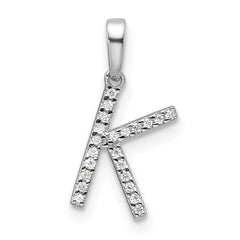 14K White Gold Diamond Letter K Initial Pendant - 3