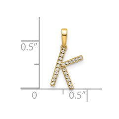 14K Diamond Letter K Initial Pendant - 2