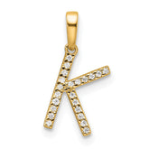 14K Diamond Letter K Initial Pendant - 2