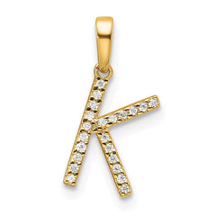 14K Diamond Letter K Initial Pendant - 2