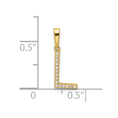 14K Diamond Letter L Initial Pendant - 2