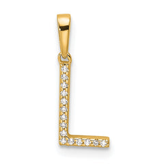 14K Diamond Letter L Initial Pendant - 2