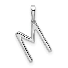 14K White Gold Diamond Letter M Initial Pendant - 5