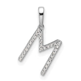 14K White Gold Diamond Letter M Initial Pendant - 5
