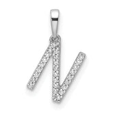 14K White Gold Diamond Letter N Initial Pendant - 3
