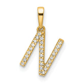 14K Diamond Letter N Initial Pendant - 2