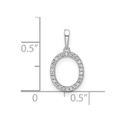 14K White Gold Diamond Letter O Initial Pendant