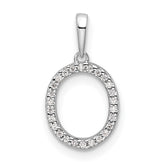 14K White Gold Diamond Letter O Initial Pendant