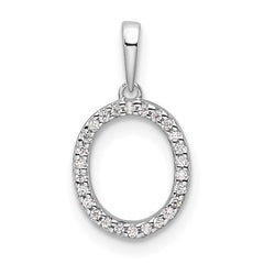 14K White Gold Diamond Letter O Initial Pendant