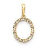 14K Diamond Letter O Initial Pendant - 2