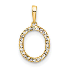 14K Diamond Letter O Initial Pendant - 2