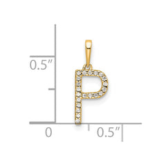 14K Diamond Letter P Initial Pendant - 2
