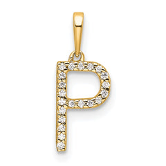 14K Diamond Letter P Initial Pendant - 2