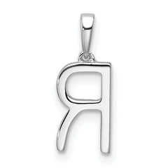 14K White Gold Diamond Letter R Initial Pendant - 3