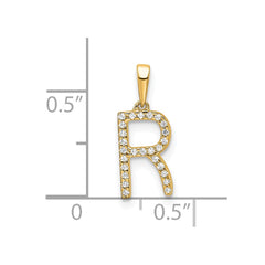 14K Diamond Letter R Initial Pendant