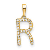 14K Diamond Letter R Initial Pendant