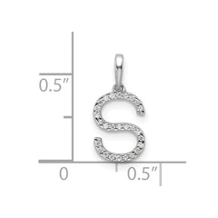 14K White Gold Diamond Letter S Initial Pendant - 5