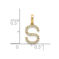 14K Diamond Letter S Initial Pendant - 2