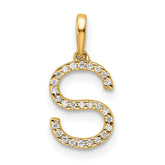 14K Diamond Letter S Initial Pendant - 2