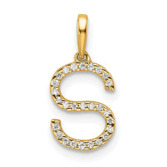 14K Diamond Letter S Initial Pendant - 2