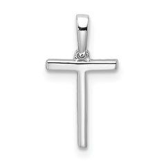 14K White Gold Diamond Letter T Initial Pendant - 5