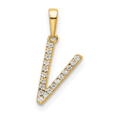 14K Diamond Letter V Initial Pendant - 3