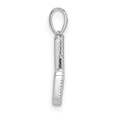 14K White Gold Diamond Letter W Initial Pendant - 5