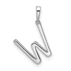 14K White Gold Diamond Letter W Initial Pendant - 5