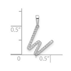 14K White Gold Diamond Letter W Initial Pendant - 5