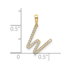 14K Diamond Letter W Initial Pendant - 2
