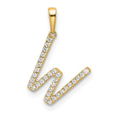 14K Diamond Letter W Initial Pendant - 2