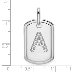 14K White Gold Diamond Initial A Dog Tag Charm