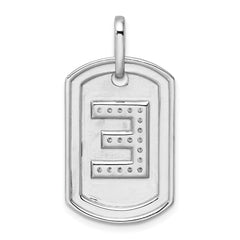14K White Gold Diamond Initial E Dog Tag Charm