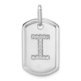 14K White Gold Diamond Initial I Dog Tag Charm