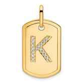 14K Diamond Initial K Dog Tag Charm