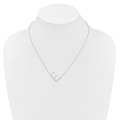 14K White Gold Sideways Diamond Initial E Necklace