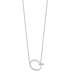14K White Gold Sideways Diamond Initial Q Necklace