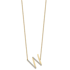 14K Sideways Diamond Initial W Necklace