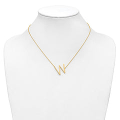 14K Sideways Diamond Initial W Necklace