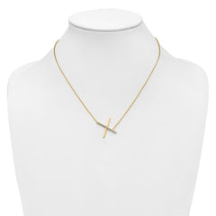 14K Sideways Diamond Initial X Necklace