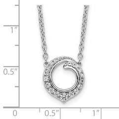 14k White Gold 1/4 carat Diamond Fancy Swirl Circle 18 inch Necklace