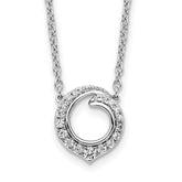 14k White Gold 1/4 carat Diamond Fancy Swirl Circle 18 inch Necklace