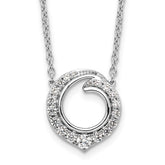 14k White Gold 1/2 carat Diamond Fancy Swirl Circle 18 inch Necklace