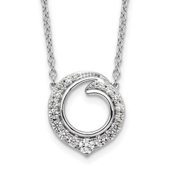 14k White Gold 1/2 carat Diamond Fancy Swirl Circle 18 inch Necklace