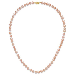 14k 6-7mm Pink Near-Round Freshwater Cultured Pearl 18 inch Necklace