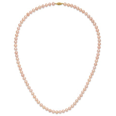 14k 6-7mm Pink Near-Round Freshwater Cultured Pearl 24 inch Necklace