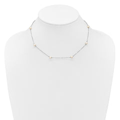 14K White Gold 4-5mm White Near Round Freshwater Cultured Pearl 8-station 18 inch Necklace