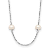 14K White Gold 4-5mm White Near Round Freshwater Cultured Pearl 8-station 18 inch Necklace