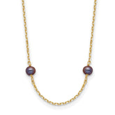 14k 5-6mm Black Near Round Freshwater Cultured Pearl 9-station 16 inch Necklace