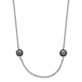 14k White Gold 4-5mm Black Near-Round Freshwater Cultured Pearl 8-Station 16 inch Necklace